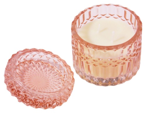 Свеча в стеклянной шкатулке "Кристали", розовая, Koopman International фото 4