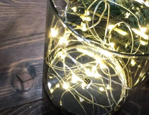 Мини светильник "Волшебный стакан", стекло, 15 тёплых белых LED-огней, 8х15 см, таймер, батарейки, Kaemingk фото 4