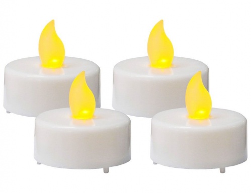 Набор чайных свечей PAULO с двойной подсветкой (4 шт.), белые, LED-огни мерцающие, 4х4 см, STAR trading фото 3