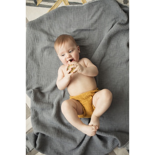 Шорты для новорожденных из хлопкового муслина горчичного цвета из коллекции essential фото 2