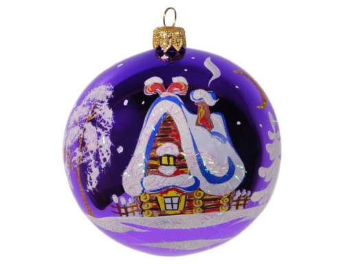 Елочный шар "Ночь перед рождеством", фиолетовый, 95 мм, Елочка