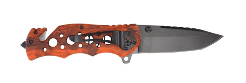 Нож Stinger, 86 мм, рукоять: алюминий, оранж. камуфляж, картонная коробка фото 2
