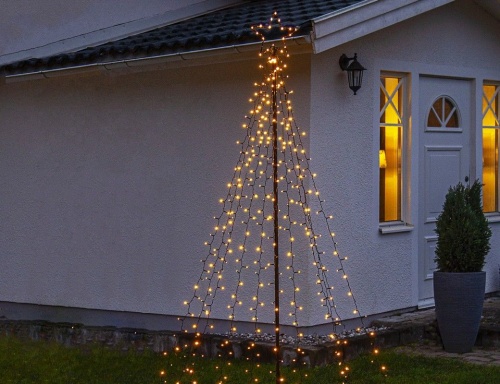 Светящееся украшение для дома и сада "Ёлка" SPIKY, 420 тёплых белых LED-огней, 2.35 м, чёрный провод, STAR trading фото 2