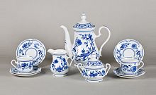 Кофейный сервиз Leander, кофейный сервиз "Мэри-Энн" с луковым рисунком, фарфор, голубой, белый