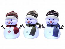 Светящаяся миниатюра "Задорный снеговичок" с разноцветными LED огнями, 18 см, асс.3, батарейки, Kaemingk