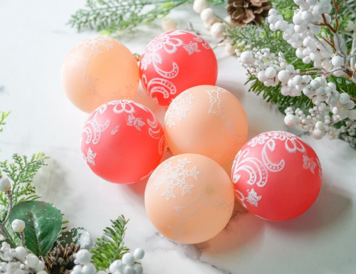 Набор ёлочных шаров ЭЛЬФИНО: СНЕЖНЫЕ ЦВЕТЫ, пластик, 8 см, 6 шт., Winter Deco