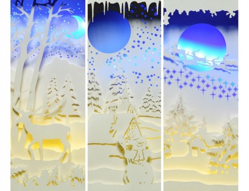 Светящаяся объёмная декорация  "Морозная красота - избушка", 16 тёплых белых и голубых LED-огней, 22х30 см, таймер, батарейки, Kaemingk фото 3