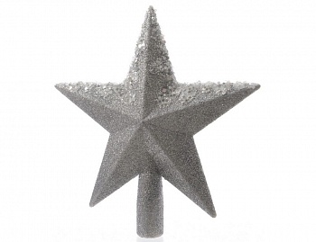 Елочная верхушка "Звезда серебряная" с декором, пластик, глиттер, бисер, 19 см, Kaemingk