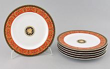 Тарелки Leander набор мелких сабина 6 штук 25 см из фарфора, белый-чёрный