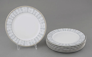 Тарелки десертные Leander "Cабина 02160329-1013", 6 штук, 19 см, серый, белый