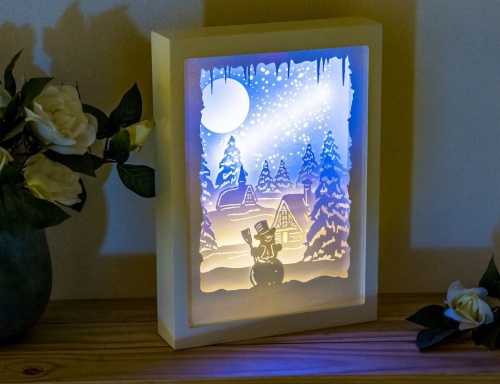 Светящаяся объёмная декорация  "Морозная красота - избушка", 16 тёплых белых и голубых LED-огней, 22х30 см, таймер, батарейки, Kaemingk фото 4