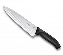 Нож Victorinox для разделки мяса, лезвие рифленое, черный, в блистере