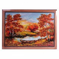 Картина "Осенний берег" из янтаря, KR-34