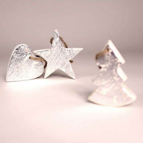 Украшения подвесные silver stars/trees/hearts, деревянные, в подарочной коробке, 24 шт. фото 10
