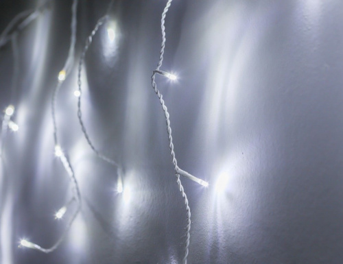 Светодиодная гирлянда Бахрома 11*0.5 м, 259 холодных белых LED ламп, контроллер, белый ПВХ, IP44, Kaemingk (Lumineo) фото 4