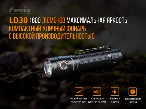 Фонарь светодиодный Fenix LD30, 1600 лм, аккумулятор в комплекте фото 5