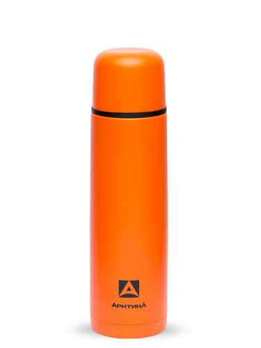 Термос Арктика (1 литр) с узким горлом, пластиковый корпус, оранжевый