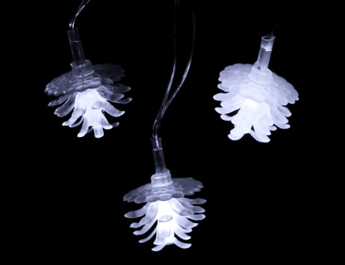 Светодиодная гирлянда ЛЕСНЫЕ ШИШКИ, 20 холодных белых LED-огней, 4 м, прозрачный ПВХ, IP20, Serpantin фото 6