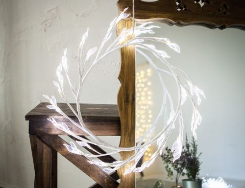 Светодиодный "Венок с листьями", 48 холодных белых LED, 30 см, BEAUTY LED фото 2