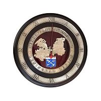 Часы в деревянной раме Карта Ленинградской области в подарочной коробке, ЧД-08