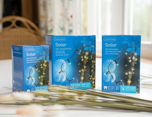 Садовая гирлянда Solar НИТЬ на солнечной батарее, 50 тёплых белых LED-огней, 4.9+3 м, контроллер, чёрный провод, Kaemingk (Lumineo) фото 3