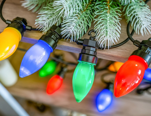 Светодиодная гирлянда из лампочек Party Lights - ШАРМ МИНЬОН, цветная, 20 тёплых белых LED-огней, 10 м, контроллер, коннектор, чёрный провод, уличная, Winter Deco фото 4