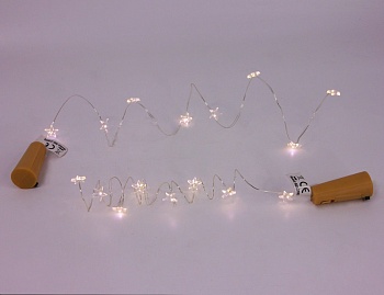 Набор электрогирлянд для бутылок "Роса - крохотные звёздочки", 8 тёплых белых микро LED-огней, 80 см, прозрачный провод, батарейки, 2 шт., Koopman International