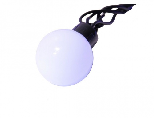 Светодиодная гирлянда "Большие" шарики ТРИКОЛОР, 20 белых, синих и красных LED, 5 м, коннектор, черный провод, уличная, Rich LED фото 3