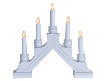Светильник-горка рождественский декоративный KARIN на 5 свечей, деревянный, белый, 30х28 см, STAR trading