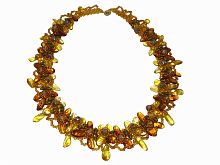 Ожерелье из натурального янтаря с бисером, 10977