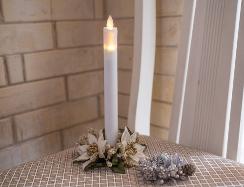 Светодиодная столовая свеча "Танцующее пламя", тёплый белый LED-огонь, колышущееся пламя, 23х2.2 см, таймер, батарейки, Koopman International