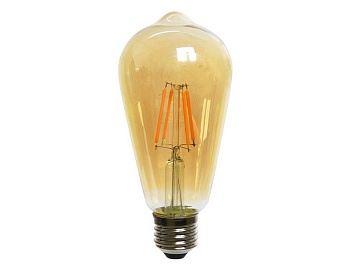 Светодиодная лампа для открытого светильника "Эдисон" с нитями, янтарная, янтарный LED-огонь, 6.4x14.3 см, цоколь Е27, Kaemingk