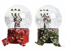 Снежный шар "Праздник в шарфике - снеговик", музыкальный, светящийся, 13.5x13.5x18 см, батарейки, Kaemingk