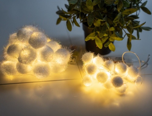 Электрогирлянда "Крошки снежки", 20 тёплых белых LED-огней, 1.9+0.3 м, таймер, батарейки, Koopman International фото 5