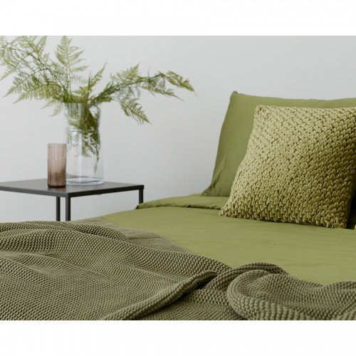 Комплект постельного белья двуспальный из сатина оливкового цвета из коллекции wild фото 6