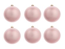 Набор однотонных пластиковых шаров матовых, цвет: розовый, 80 мм, упаковка 6 шт., Winter Decoration