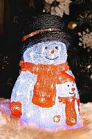 Светящаяся фигура "Снеговик со снеговичком", акрил, 120 холодных белых LED-огней, 40х25 см, уличный, Торг-Хаус
