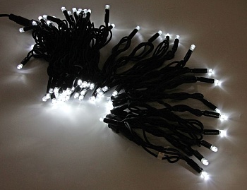 Уличная гирлянда Laitcom Legoled 100 белых LED ламп 10 м, мерцание 100%, черный КАУЧУК, соединяемая, IP44, Laitcom