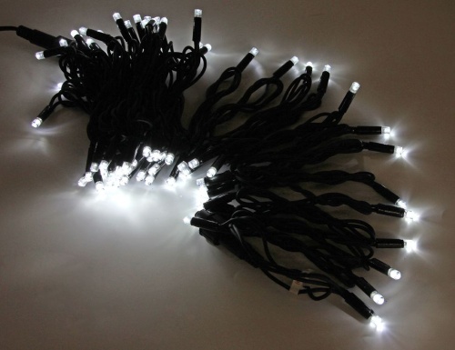 Электрогирлянда "Нить каучуковая морозостойкая", 100 LED ламп, 10 м, коннектор, черный провод-каучук, уличная, LEGOLED