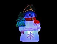 "Снеговичок" с ёлочкой, светящийся, на подвеске, 6х10 см, SNOWHOUSE