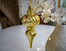 Светящееся ёлочное украшение "Антуаннэт", пластик, золотое, 10 LED-огней, 26 см, батарейки, Peha Magic