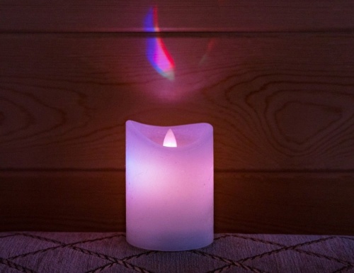 Светодиодная восковая свеча "Живой радужный огонёк", белая, RGB LED-огонь колышущийся, таймер, Koopman International фото 4