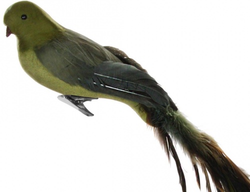 Украшение "Птица оливи" на клипсе, перо, зелёная, 45 см, SHISHI фото 2