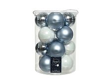 Набор стеклянных шаров Коллекция "Морозная прелесть небес", матовые, эмалевые и глянцевые, 20 шт, Kaemingk