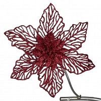 A 53068 Пуансетия красная ажурная на клипсе RD 18CM