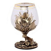 Бокалы - "Riverside Reflections Glassware" - Бокал для коньяка "Сом" (Особенности национальной рыбалки) во футляре пейсли, высотой 13 см, диаметром 6 см и объемом 310 мл, упаковка размером 271510