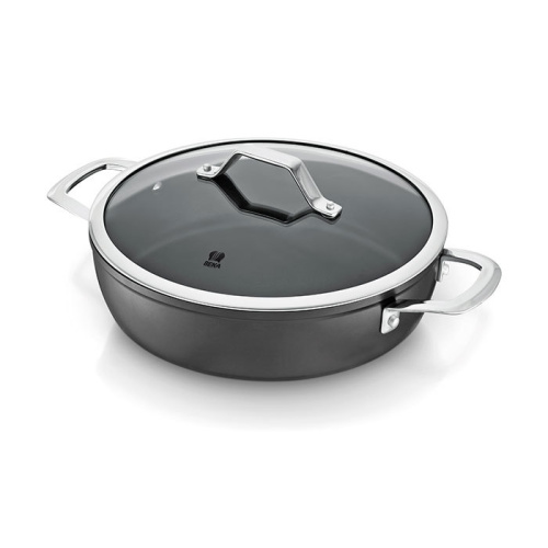 Сотейник с крышкой BEKA TITAN 29 л (26 см), из кованого алюминия Bekadur Dualforce с 3-слойным особо прочным антипригарным покрытием с керамикой, цвет чёрный