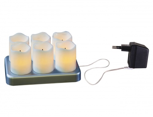 Набор светодиодных свечей HOME LIGHT, белый, тёплые белые LED-огни, 4х5 см (6 шт.), зарядное устройство, STAR trading фото 2