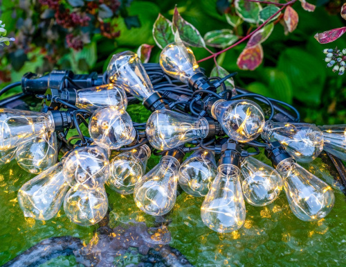 Светодиодная гирлянда из лампочек Party Lights - ЛЮСЬЁЛЬ ДРОЛЬ,  20 ламп, 100 тёплых белых микро LED-огней, 10 м, коннектор, чёрный провод, уличная, Winter Deco фото 5