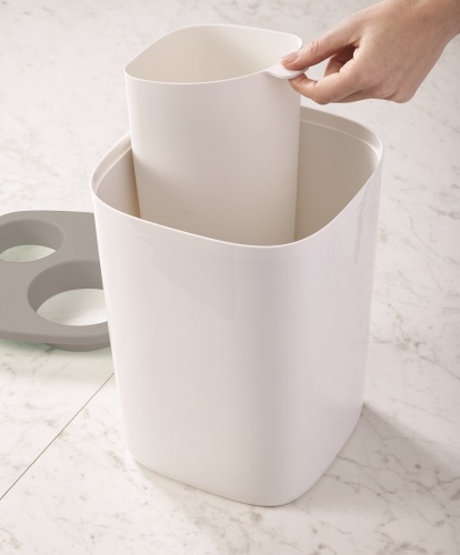 Контейнер мусорный Split™ для ванной комнаты, бело-серый фото 6